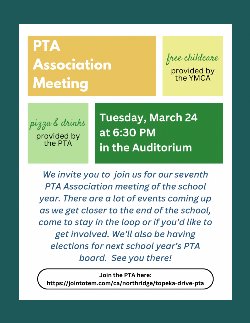 PTA Association Meeting March Flyer